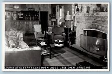 Cable Wisconsin WI Postcard RPPC Photo Lounge At Cleary's Lake Owen Lodge c1910s picture