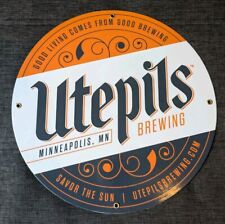 Large Porcelain Standard Utepils Brewing Beer Minneapolis MN Steel Sign 15
