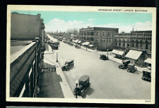 US Vintage Postcard 1932 Lapeer Michigan Nepessing Street w Postal Cancel | picture