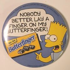 Butterfinger Bar Pin Pinback Bart Simpson Vintage 90s Nestle Candy Box Halloween picture