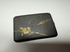 vintage japanese damascene cigarette case handmade silver & gold inlaid picture