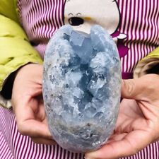 1160G Natural Beautiful Blue Celestite Crystal Geode Cave Mineral Specimen 193 picture