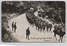 WWI US Soldiers Marching World War I France Divided Back Postcard picture