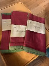 NEW 2005 MARTHA STEWART LIVING 6 FABRIC WOODLAND HOLIDAY Red & Green NAPKINS picture