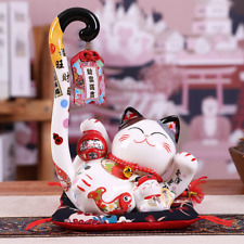 8.6 Inch Ceramic Lucky Cat Money Box Feng Shui Home Ornaments Wine Cabinet Decor picture