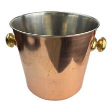 VTG Old Dutch Copper Champagne Ice Bucket Brass Handles MCM Style Barware picture