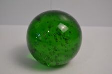 Vintage Green Glass Paperweight MCM Bubbles Collectible Art Decor picture