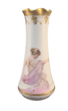 ANTIQUE HAND PAINTED GILDED AUSTRIAN IMPERIAL PSL VASE FIGURAL CLASSICAL MAIDEN picture
