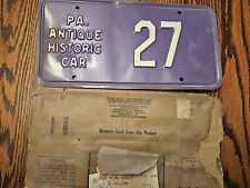 NOS RARE LOW NO. PENNSYLVANIA ANTIQUE HISTORIC CAR LICENSE PLATE NUMBER 27 PA  picture
