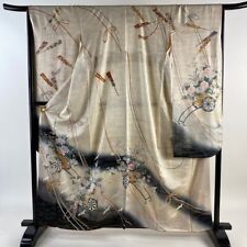 Kimono Furisode Long-Sleeved , Length 160.5Cm, Sleeve 66.5Cm M, Lining, Flower C picture