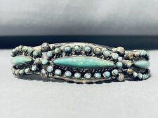 DROPDEAD FABULOUS VINTAGE NAVAJO GREEN TURQUOISE STERLING SILVER BRACELET picture
