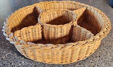Wicker  Serving Tray Woven Rattan Chip Dip Vintage  Storage Basket Cinco De Mayo picture