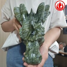 800g Natural Tree Jade Carving Dragon Head Reiki Healing power stone Decor Gem picture