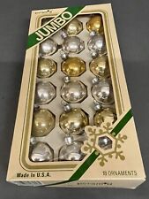Stunning 18 Pcs Vintage of Pyramid Gold & Silver Glass Christmas Tree Ornament picture