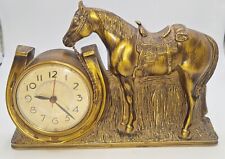 Vintage 1960s Mastercrafters #902 Electric Horse Mantel Clock Gold Plastic Case picture