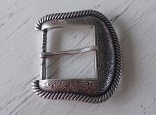 Vintage Silver Swirl Country Western Belt Buckle Cowgirl Cowboy Roped Edge picture