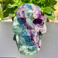 2.7LB Natural fluorite skull quartz hand carved crystal skull healing picture
