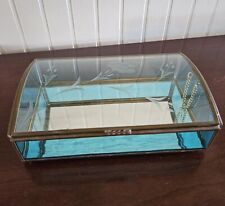 Glass and Brass Jewelry Casket Via Vermont Vintage Made In Mexico picture