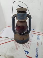 Vintage Dietz Little Wizard Red Globe NY USA Blue Railroad Oil Lantern RED picture