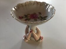 Vintage China Pedestal Dish Held By Two Hands picture
