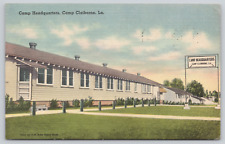 Postcard Camp Claiborne, Louisiana, Camp Headquarters, 1945, Linen A634 picture