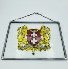 WW1 German Prussian Danzig Painted Glass Sign Framed City Vintage coat of arms picture