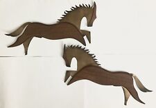 MCM Abstract Wood Metal Horses Sculpture Hanging Wall Art Pair Cut Aluminum picture