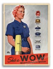 1942 She’s a WOW - Woman Ordnance Worker Vintage Style WW2 Poster - 24x32 picture
