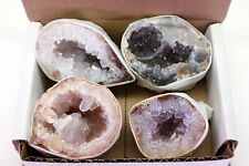 Oco Geodes 4 Pieces Natural Polished Agate Crystals Druzy Geode Halves A Grade picture