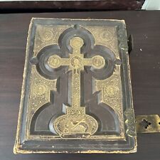 Antique 1800s CATHOLIC CHURCH  Holy Bible Rheims, Ornate, Missive, Mayor Curley picture