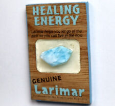 Handcrafted One of a Kind Genuine Larimar Slice on Mahogany Wood Base 3x2inch picture