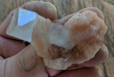 clear Apophyllite with red Stilbite, minerals, crystals, mineral specimens picture