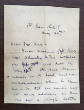 WW1 (2 SIDED) LETTER ON A LOVED ONE’S DEATH IN HOSPITAL : HISTORY (Reproduction) picture