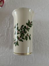 Lenox Holly Berry Vase Flared Top Gold Rim & Trim 7 1/2” Tall  picture