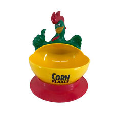 Vintage Cornelius Corn Flakes Suction Bowl Rooster Green Red Yellow 2000 Video picture