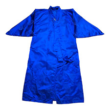 Vtg Silk Korean Kimono Custom Handmade Embroidered Long Blue Asian Ceremony Robe picture