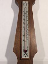 Vtg DUNHAVEN Banjo Shaped Wood Wall Weather Station Temp/Baro/Hydrometer 1473 picture