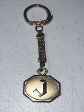 vintage gold key chain initial letter J picture