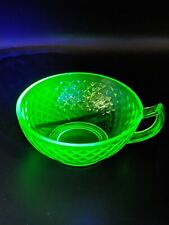 Uranium Glass Jam Jelly Green Diamond Quilted One Handled Nappy HTF picture