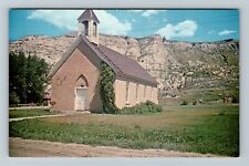 Medora ND-North Dakota Badlands Historic 1884 Chapel, Bell Tower Chrome Postcard picture