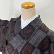 Oshima Tsumugi VINTAGE Japanese Kimono Silk tumugi ANTIQUE LADIES KIMONO 1748 picture