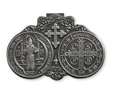 St. Saint Benedict Medal Cross Crucifix Auto Car Visor Clip Religious Protection picture