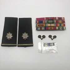 VTG  US Military Lot Uniform Ribbon Bars/Pvt.Pins Epaulet Lt. Col. Shoulder Rank picture