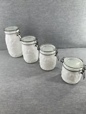 VINTAGE MILK GLASS WHEATON GLASS CANISTER MASON JARS W/ LID LOT OF 4 picture