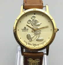 Vtg Lorus Disney Mickey Mouse Watch Women Gold Tone V811-1400 New Battery picture