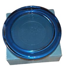 Blue recycled glass  pillar  candleholder￼ Plate 7 1/2 In picture
