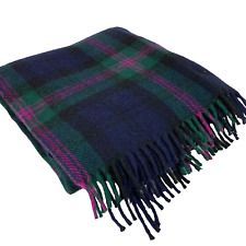 Highland Home Industries Tartan Plaid Fringe Throw Blanket Green Wool Scotland picture