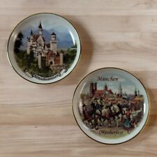Neuschwanstein Castle & Munchen Oktoberfest Collector Plates Germany Reutter VTG picture