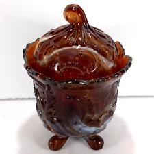 Imperial Glass Footed Covered Candy Dish Caramel Slag picture