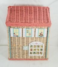 Vintage Wicker Rattan Toy Storage Box Basket Laundry Hamper 24